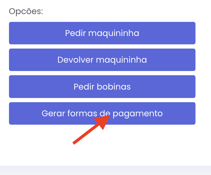 Menu de opções do Split com o botão Gerar formas de pagamento