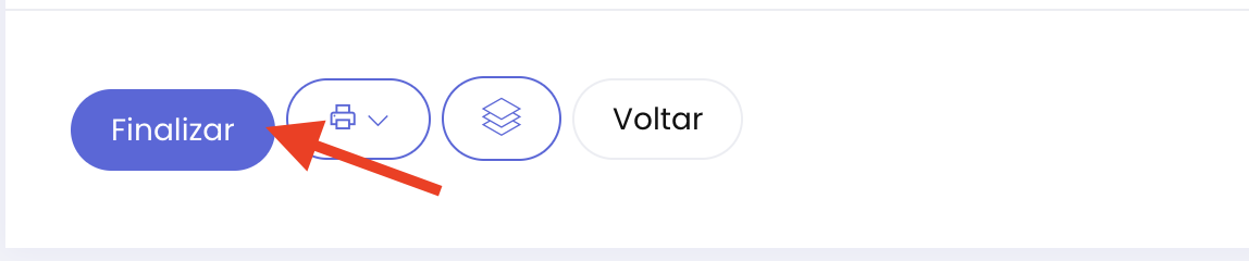 Botão Finalizar ao término da venda