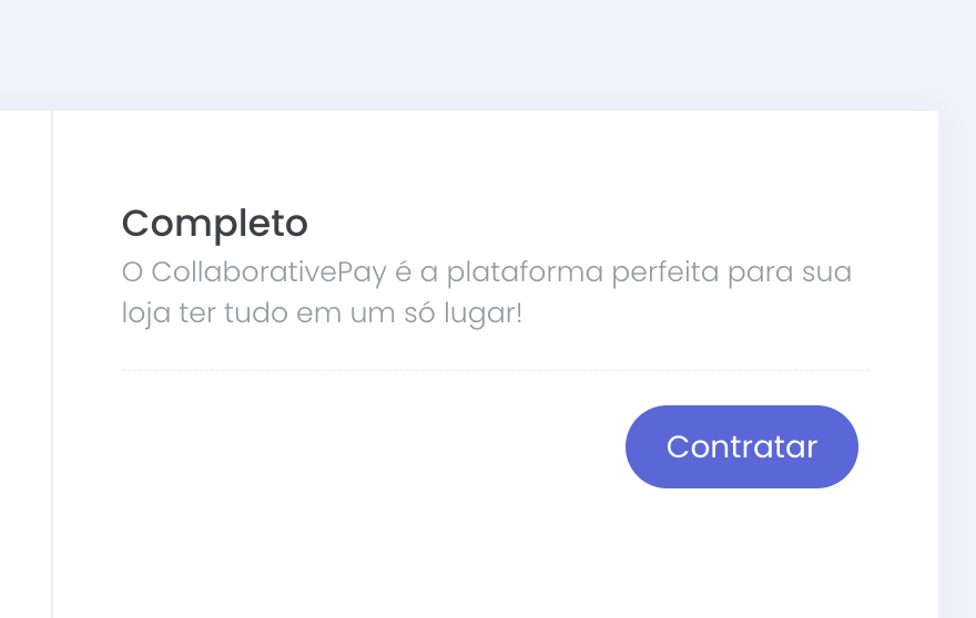 Tela de confirmação para iniciar a contratação do CollaborativePay