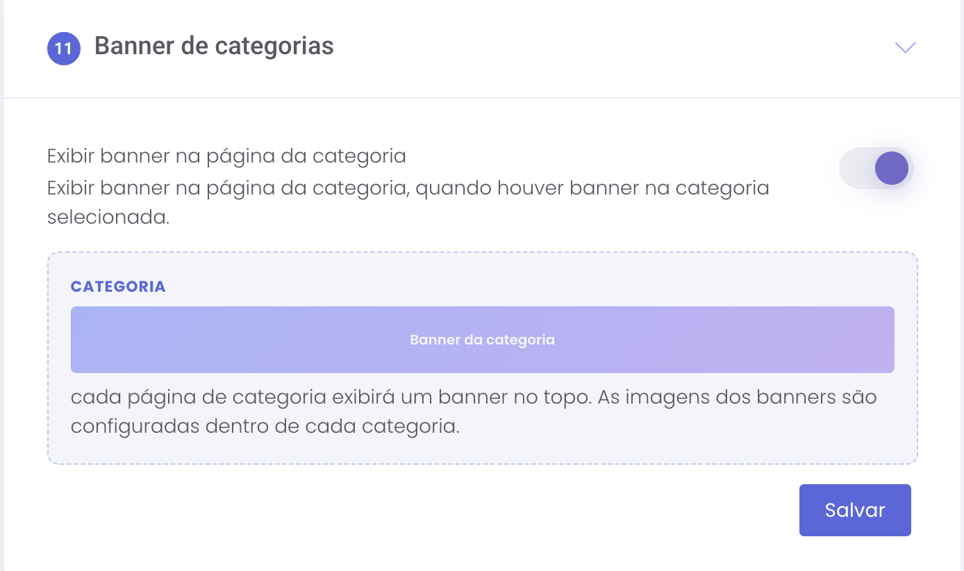 Ativação do banner na página da categoria